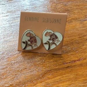 Vintage Cloisonné Earrings with Floral Design